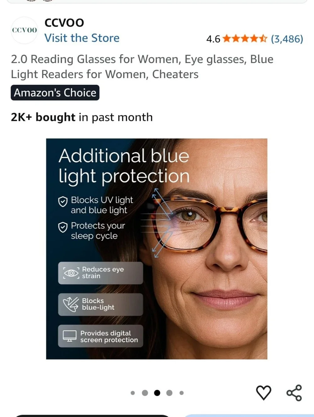 Women's 5-Pack Reading Glasses2.0 - Black, Blue, Tortoiseshell, Clear, Leopard